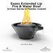 Essex Extended Lip Fire & Water Bowl Artisan Series in Powder Coated - Majestic Fountains