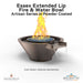 Essex Extended Lip Fire & Water Bowl Artisan Series in Powder Coated - Majestic Fountains