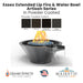 Essex Extended Lip Fire & Water Bowl Artisan Series in Powder Coated - Majestic Fountains