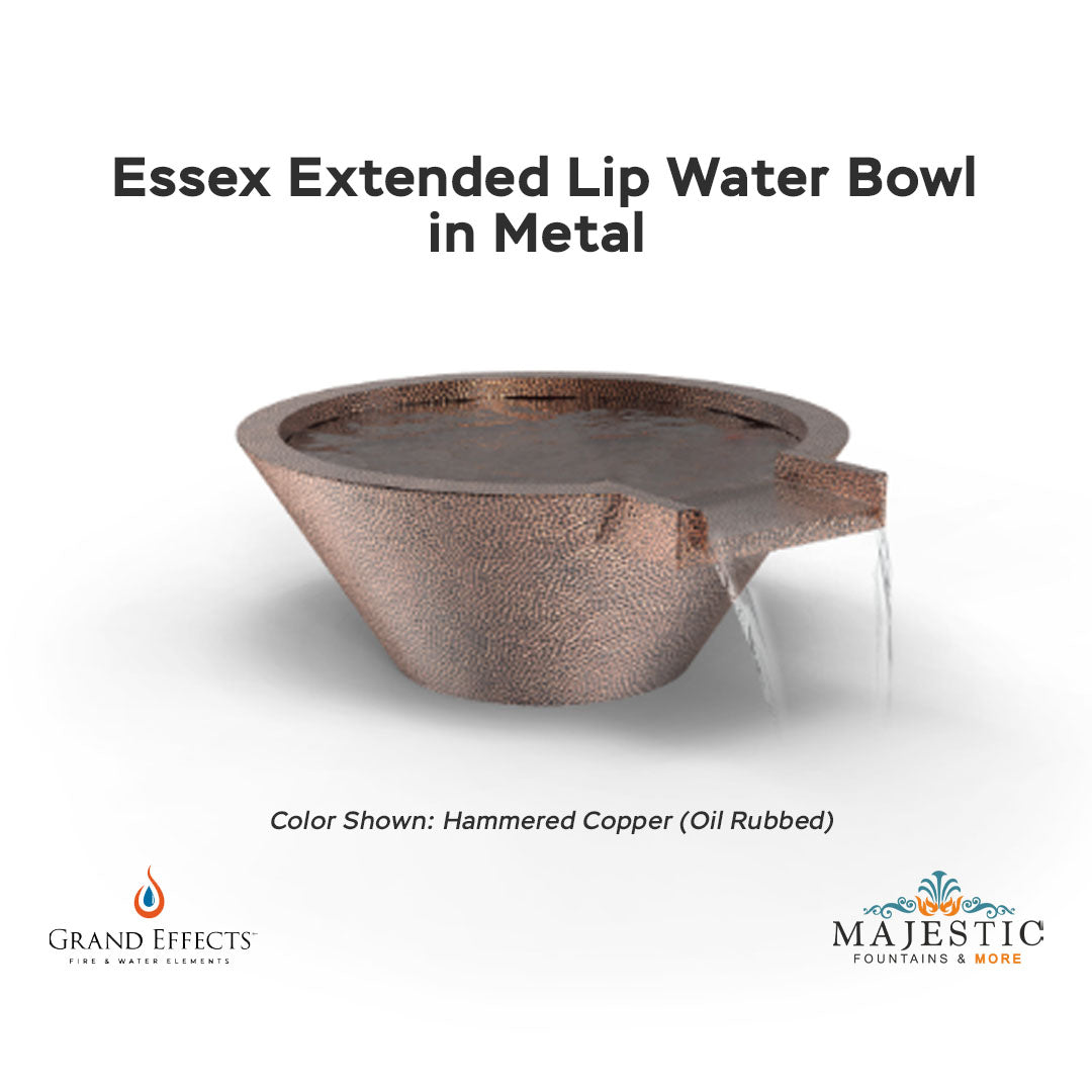 Essex Extended Lip Water Bowl in Metal - Majestic Fountains