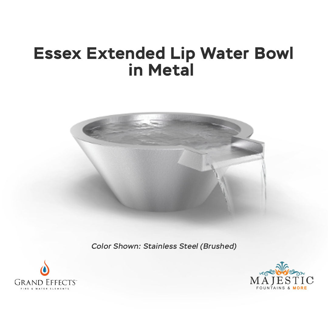 Essex Extended Lip Water Bowl in Metal - Majestic Fountains