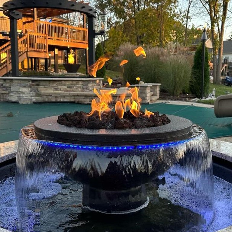 Evolution 360 Hammered Copper Fire & Water Bowl by HPC - Majestic Fountains and More.