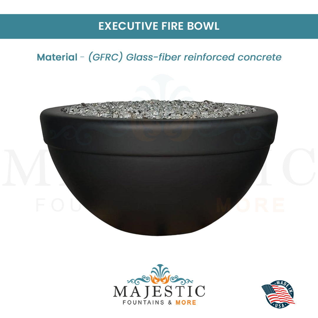 Executive Fire Bowl in GFRC Concrete - Majestic Fountains