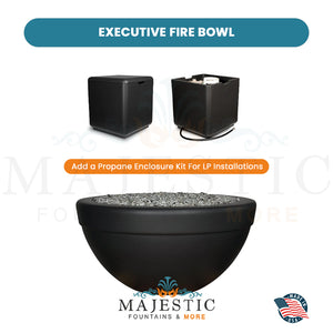 Executive Fire Bowl in GFRC Concrete Propane Enclosure Kit - Majestic Fountains and More
