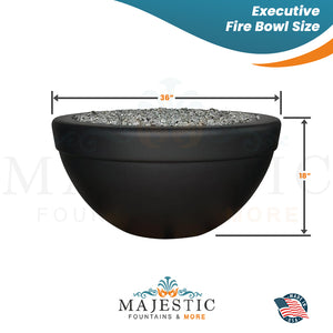 Executive Fire Bowl in GFRC Concrete Size - Majestic Fountains and More