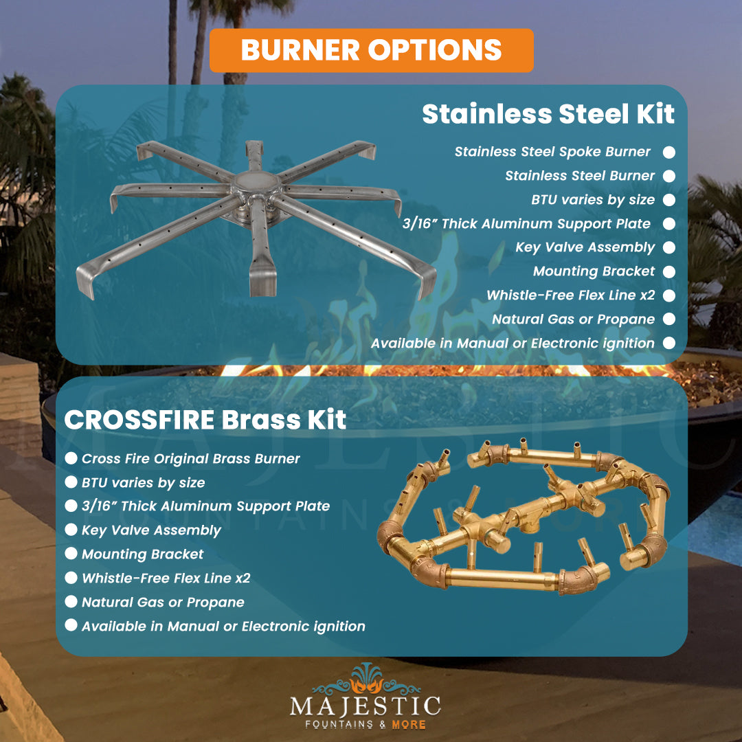 Executive Fire Bowl in GFRC Concrete Burner Options - Majestic Fountains and More