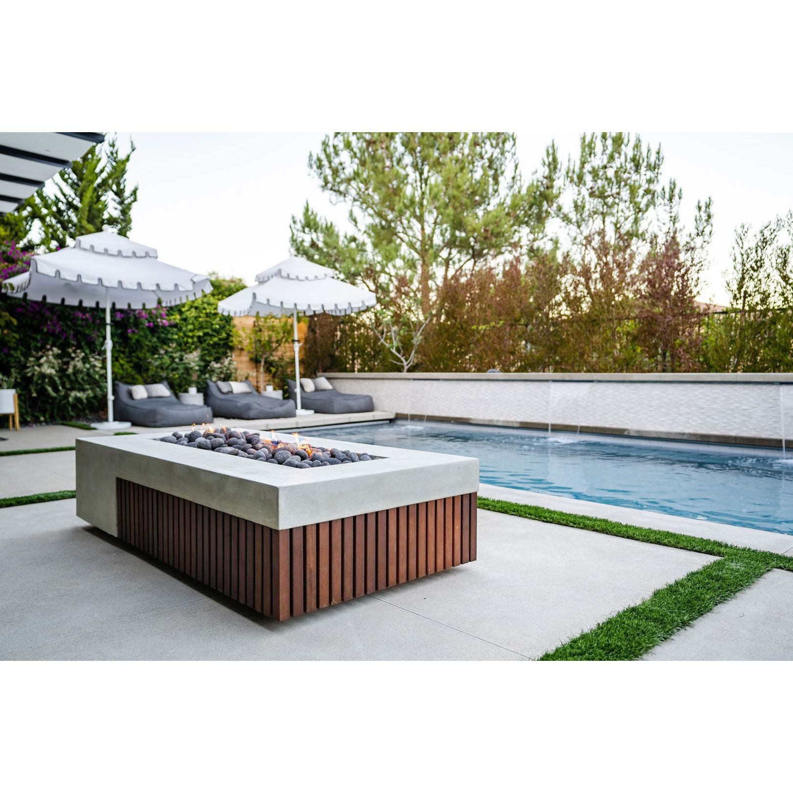 Fairmont Fire Table with GFRC Top and Wood Base by Prism Hardscapes -  Majestic Fountains