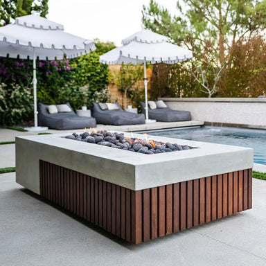Fairmont Fire Table PH-483 with GFRC Top and Wood Base - Majestic Fountains