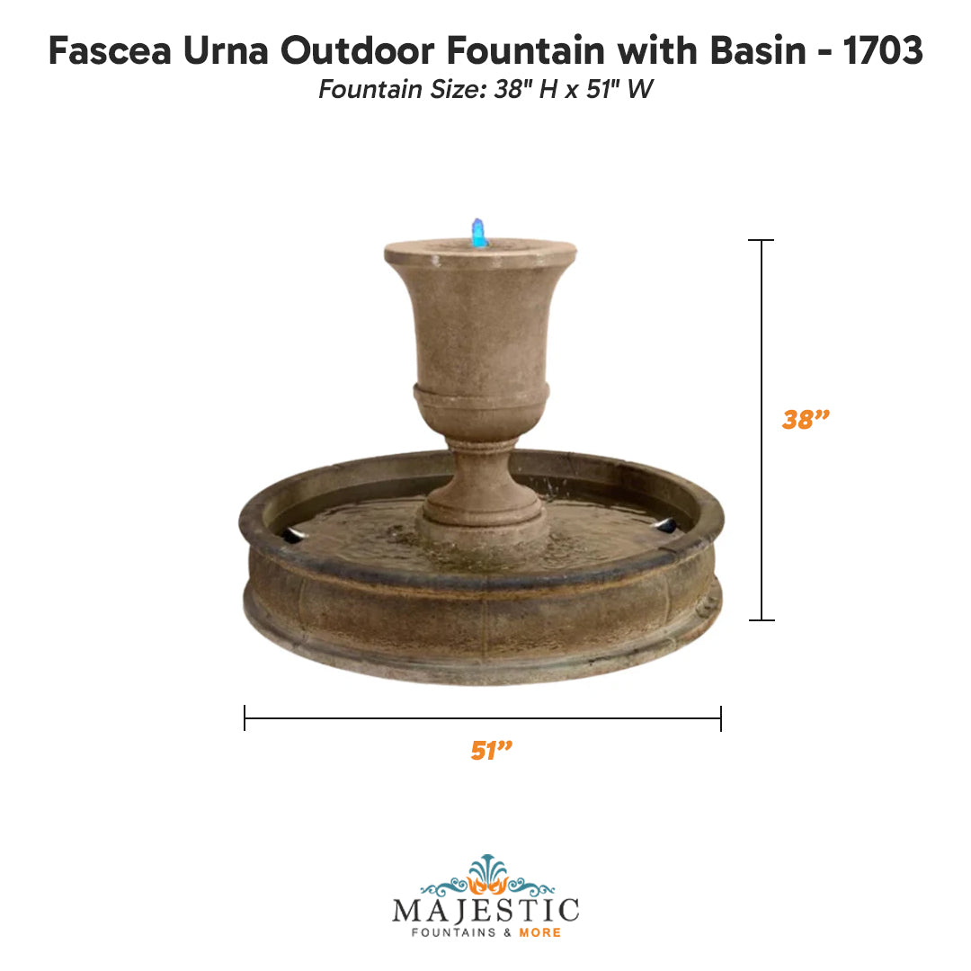 Fascea Urna Outdoor Fountain with Basin - 1703 - Majestic Fountains