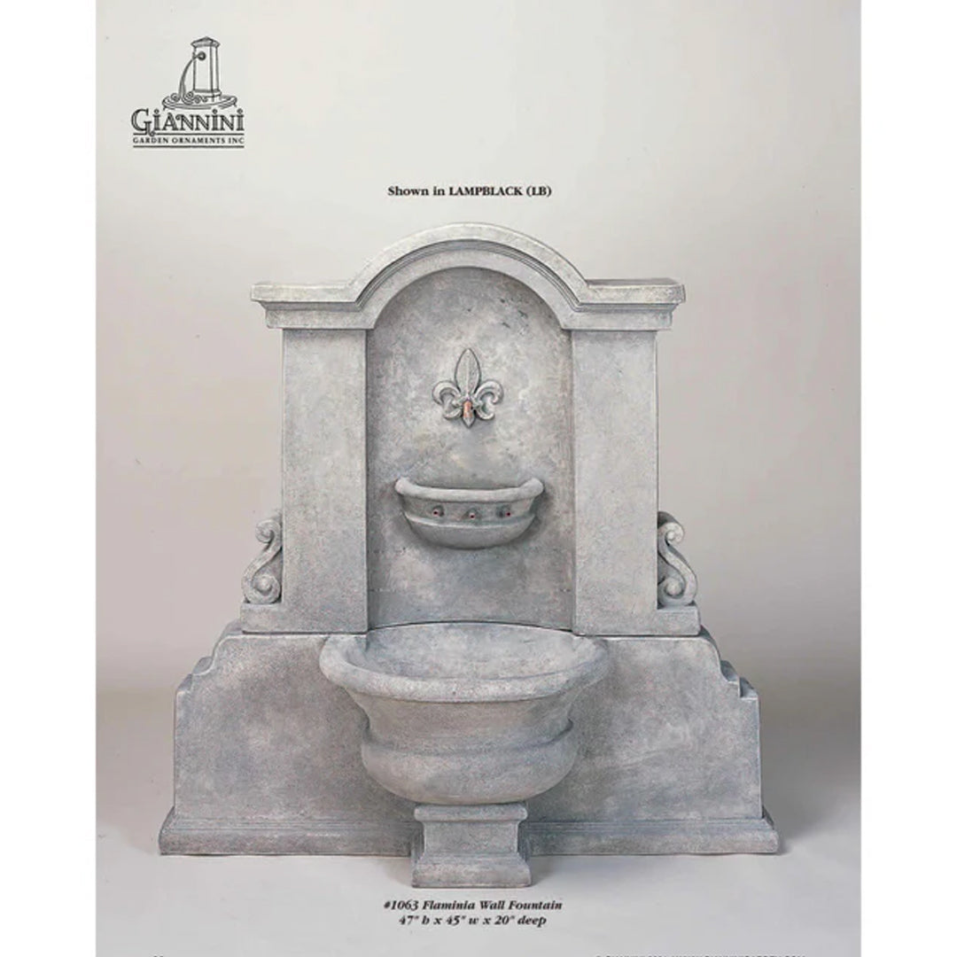 Flaminia Concrete Outdoor Wall Fountain - 1063 - Majestic Fountains