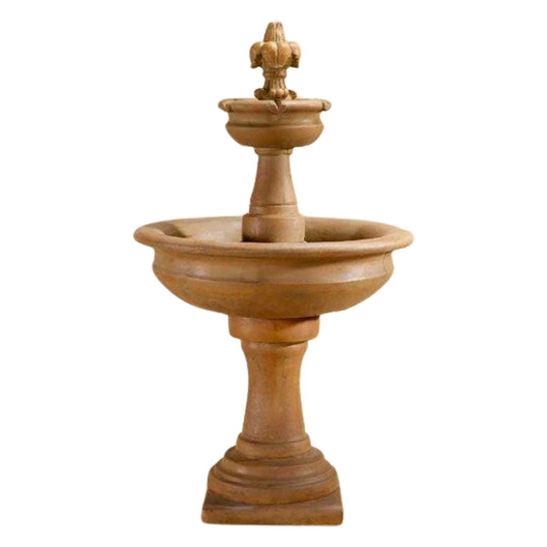Fleur De Lis Concrete 2 Tier Outdoor Garden Fountain - 1663 - Majestic Fountains