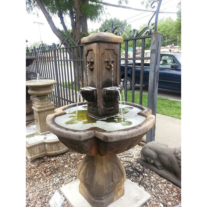Fleur De Lis Fountain in Cast Stone - Majestic Fountains and More
