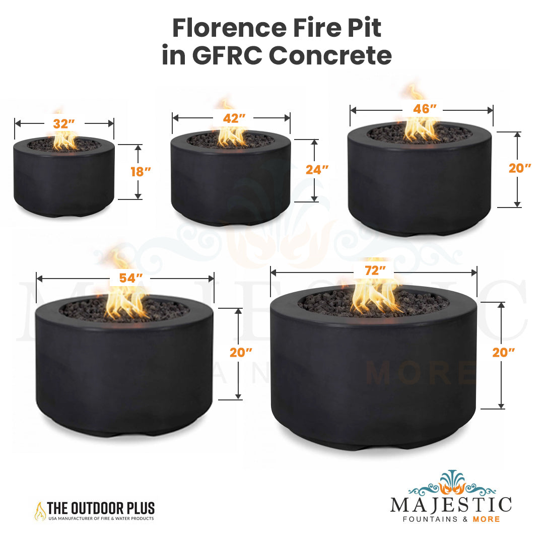 Florence Fire Pit in GFRC Concrete - Majestic Fountains