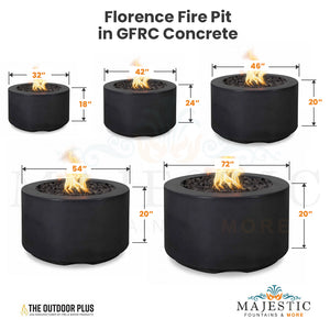 Florence Fire Pit in GFRC Concrete Size - Majestic Fountains
