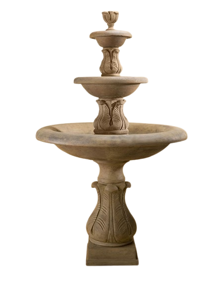 Folium Concrete 3 Tier - Outdoor Courtyard Fountain - 1689 - Majestic Fountains