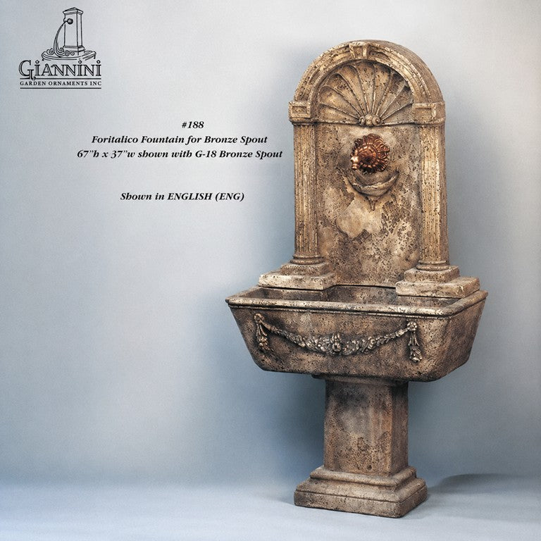 Foritalico Concrete Outdoor Wall Fountain - #188 - Majestic Fountains