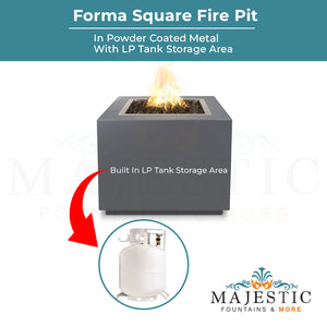Forma Square Fire Pit in Powder Coated Metal - Majestic Fountains