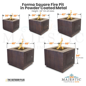 Forma Square Fire Pit in Powder Coated Metal - Majestic Fountains