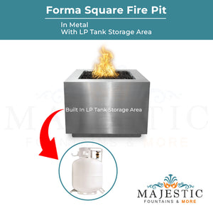 Forma Square Metal Fire Pit - Majestic Fountains