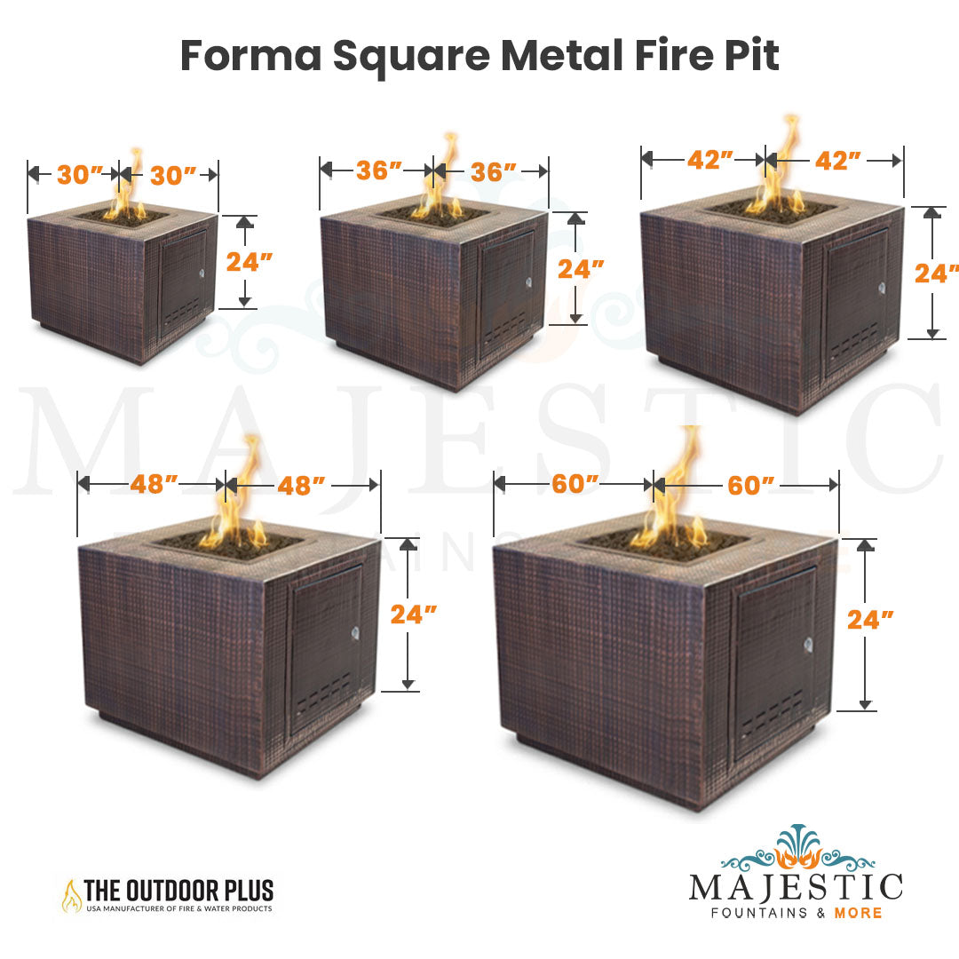 Forma Square Metal Fire Pit - Majestic Fountains and More