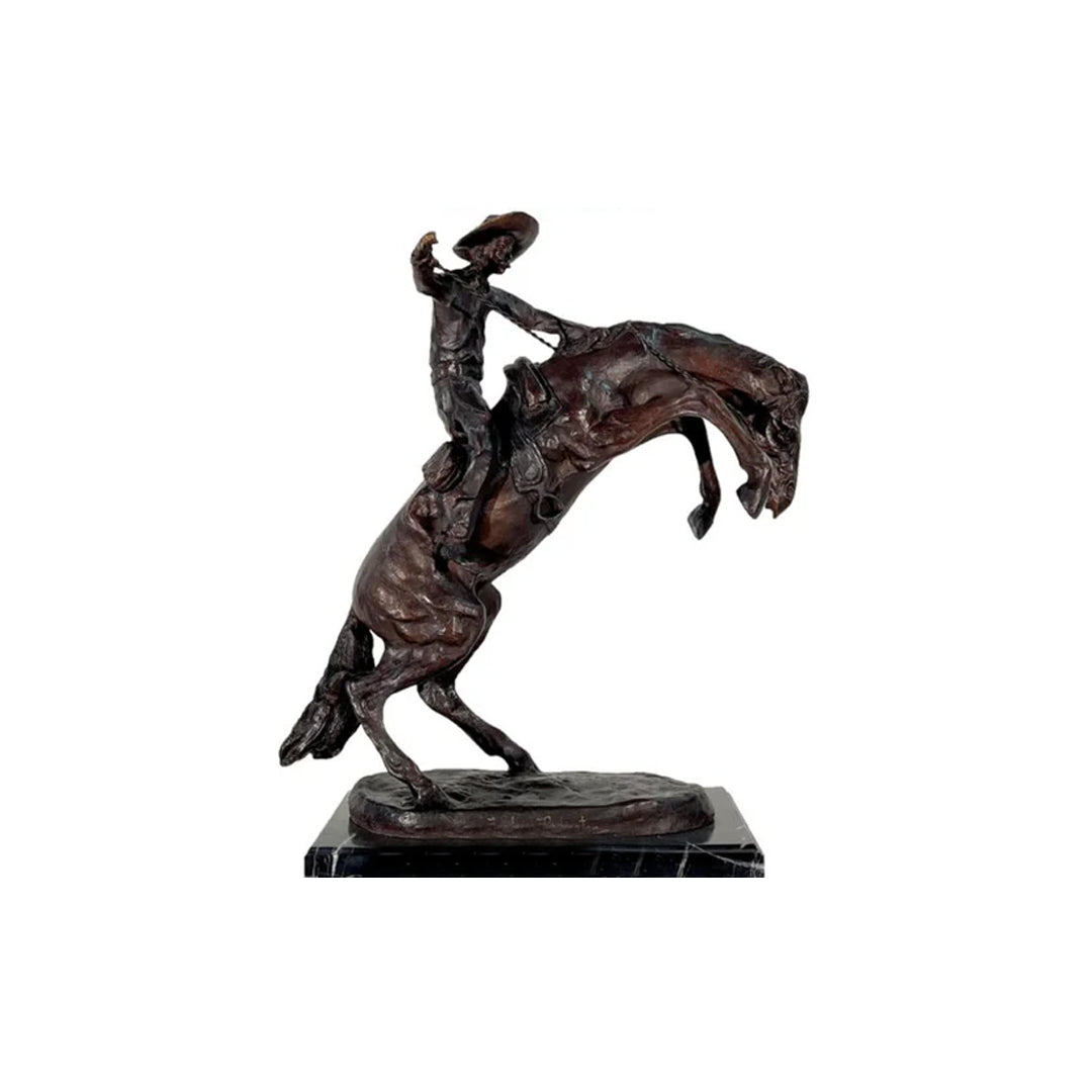 Frederic Remington Bronco Buster Bronze Table Top Sculpture - Majestic Fountains