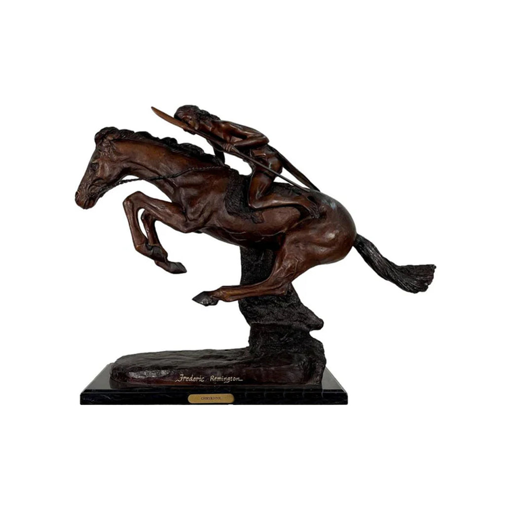 Frederic Remington Cheyenne Warrior Bronze Table Top Sculpture