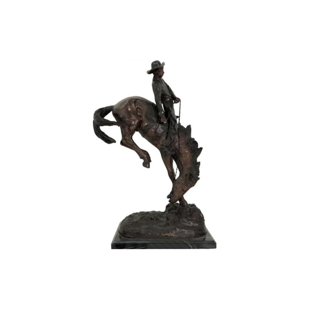 Frederic Remington Outlaw Cowboy Bronze Table Top Sculpture - Majestic Fountains