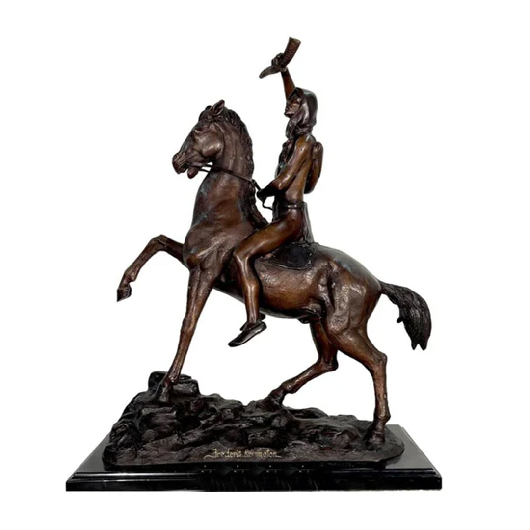 Frederic Remington Scalp Bronze Table Top Sculpture - Majestic Fountains