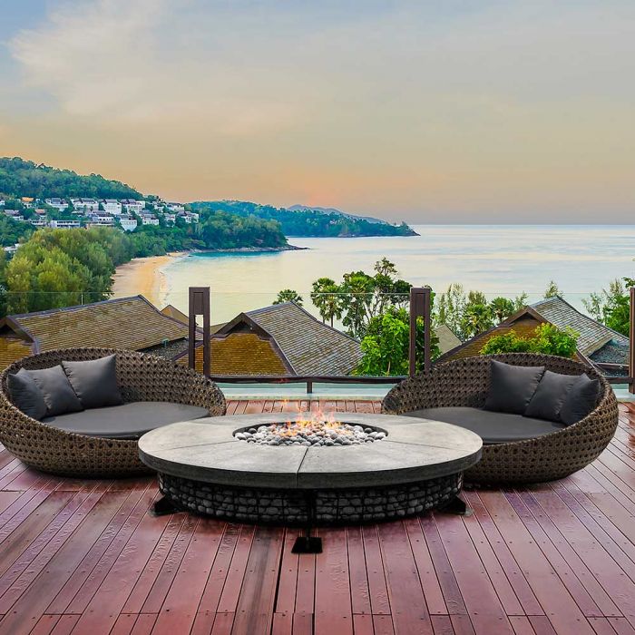 Fuego 89 Fire Table in GFRC Concrete by Prism Hardscapes - Majestic Fountains and More
