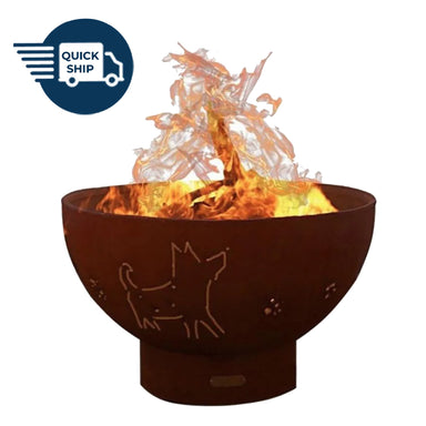 Funky Dog Wood Burning or Gas Fire Pit - by Fire Pit Art - Majestic Fountains