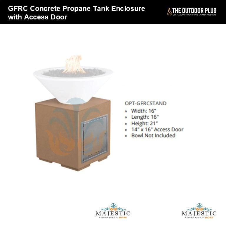 TOP GFRC Concrete Propane Tank Enclosure with Access Door - Majestic Fountains.