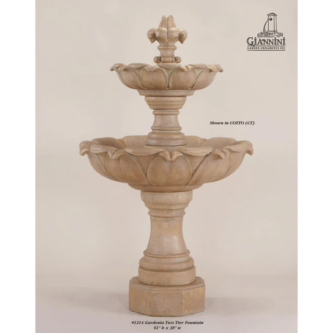 Gardenia Concrete 2 Tier - Outdoor Courtyard Fountain - 1214 - Majestic Fountains