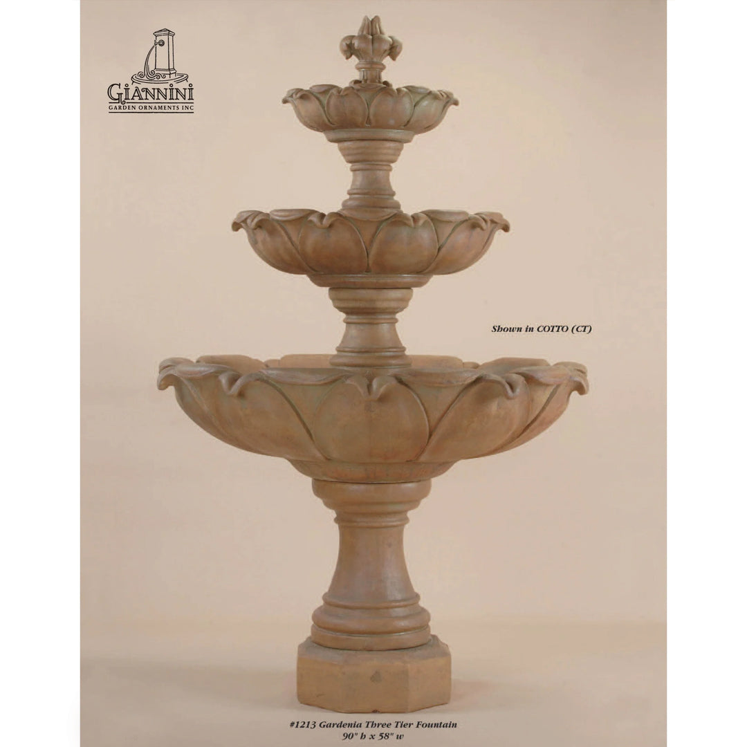 Gardenia Concrete 3 Tier - Outdoor Courtyard Fountain - 1213 & 1807