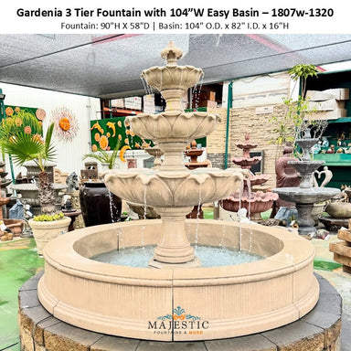 Gardenia Concrete 3 Tier - Outdoor Courtyard Fountain - 1807w1320 - Majestic Fountains