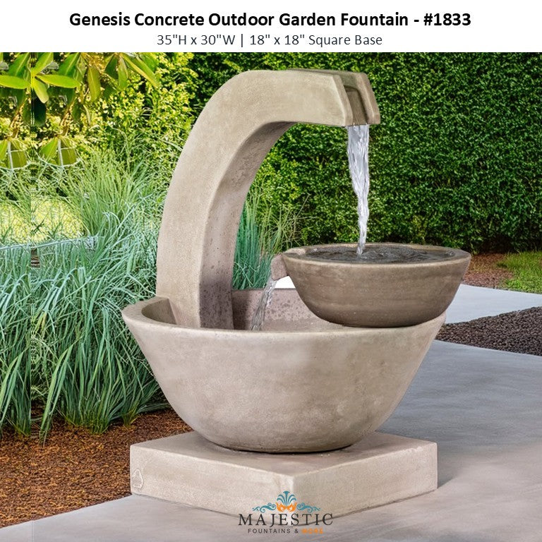 Genesis Concrete Outdoor Garden Fountain - #1833 - Majestic Fountains