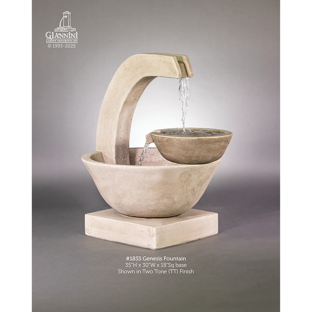 Genesis Concrete Outdoor Garden Fountain - #1833 - Majestic Fountains and More
