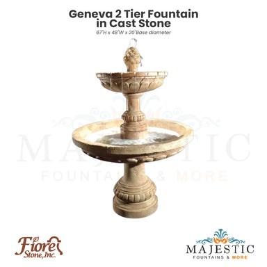 Geneva 2 Tier Fountain in Cast Stone - Fiore Stone LG164-FT2  - Majestic Fountains