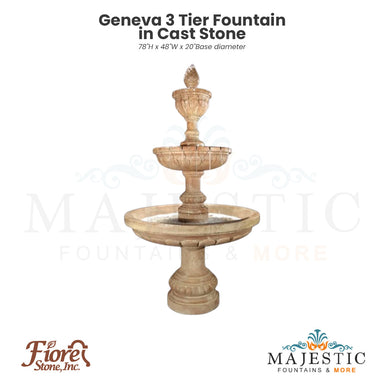 Geneva 3 Tier Fountain in Cast Stone - Fiore Stone LG164-FT2 - Majestic Fountains