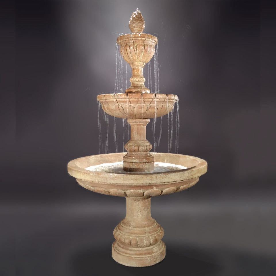 Geneva 3 Tier Fountain in Cast Stone - Fiore Stone LG164-F - Majestic Fountains and More