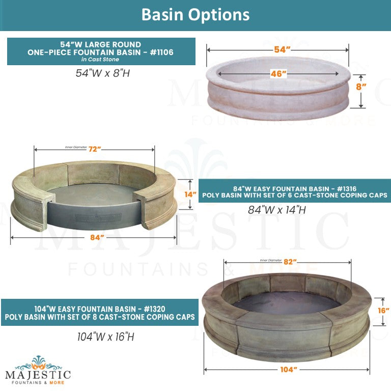 Giannini Basin Options with 54 Inch Monolith Basin - Majestic Fountains and More