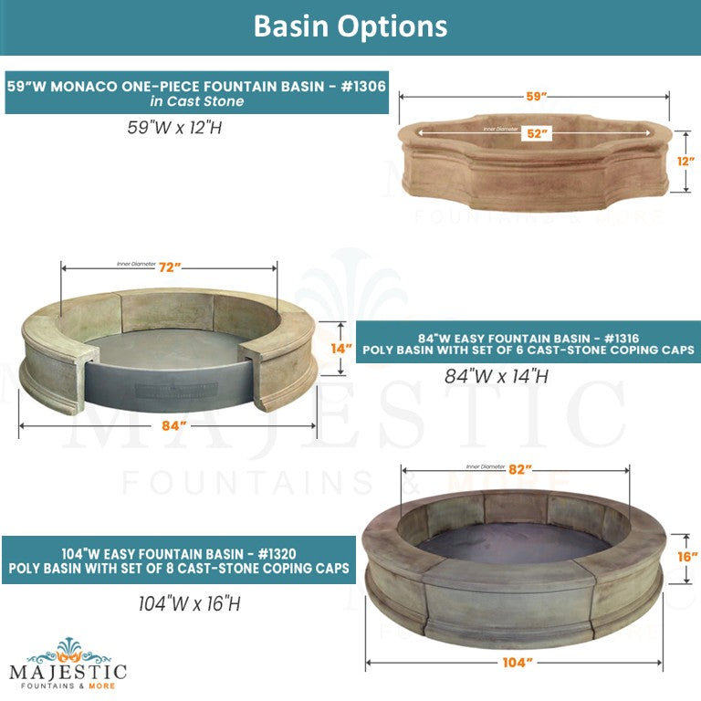 Giannini Basin Options with 59 Inch Monaco Basin - Majestic Fountains and More