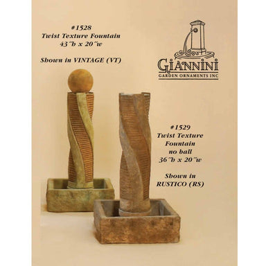 Giannini Garden Twist Texture Fountain - 1529 & 1528 - Majestic Fountains and More
