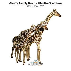 Giraffe Family Bronze Life-Size Sculpture - Majestic Fountains and More.