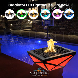 The Outdoor Plus Gladiator LED Fire Bowl in Powder Coated Metal - Majestic Fountains