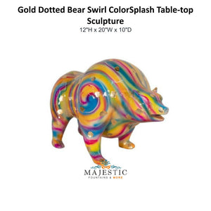 Gold Dotted Bear Swirl ColorSplash Table-top Sculpture - Majestic Fountains & More