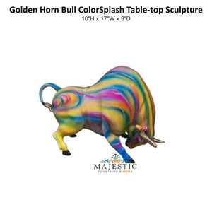 Golden Horn Bull ColorSplash Table-top Sculpture - Majestic Fountains