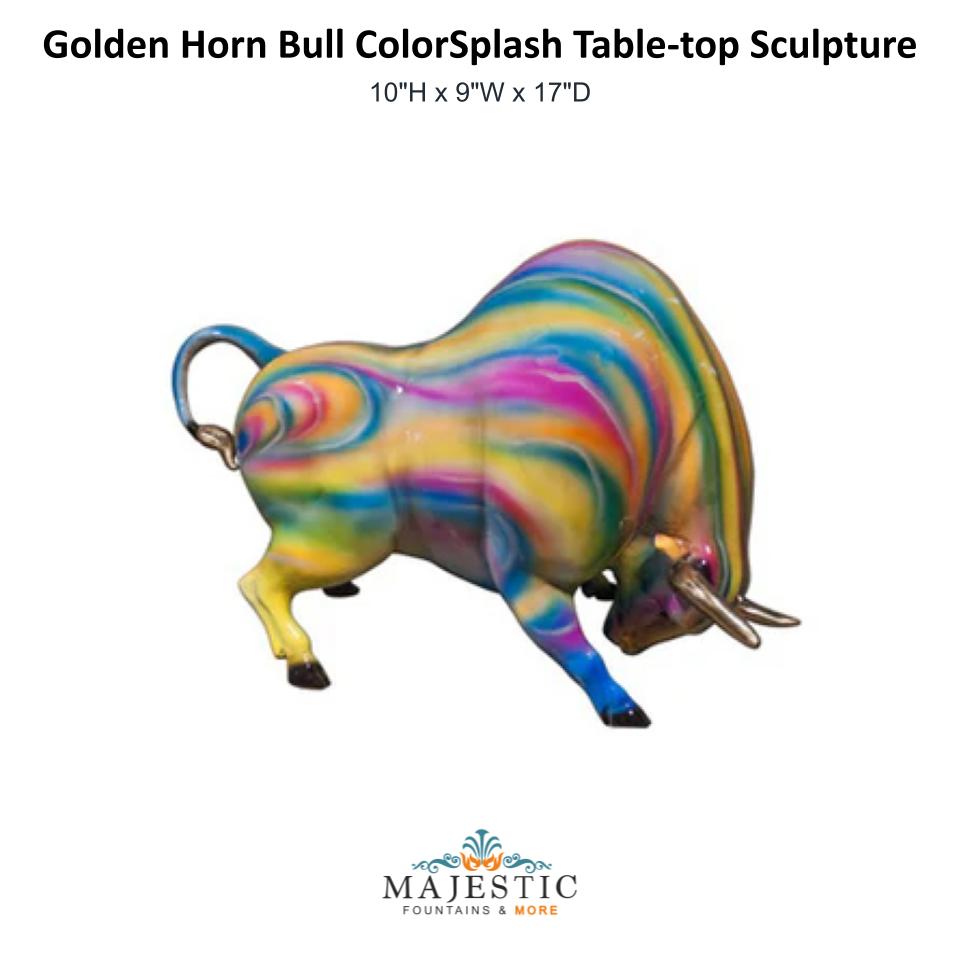 Golden Horn Bull ColorSplash Table-top Sculpture - Majestic Fountains