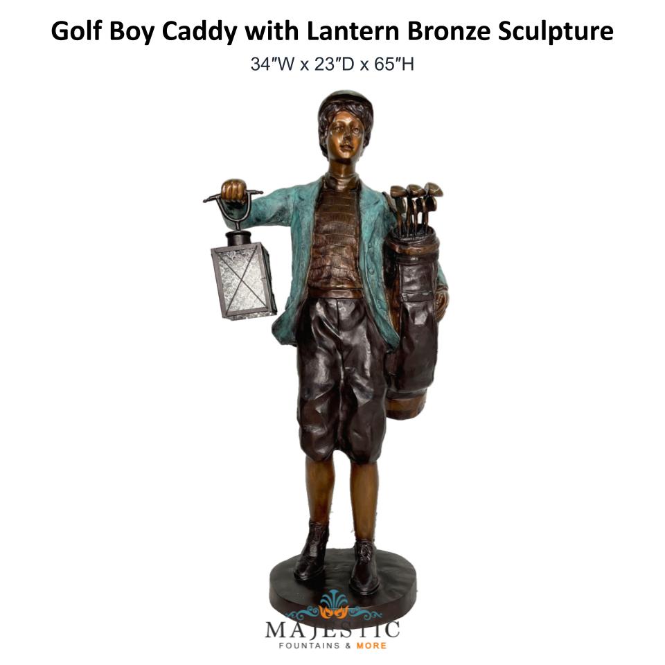 Golf Boy Caddy with Lantern Bronze Sculpture