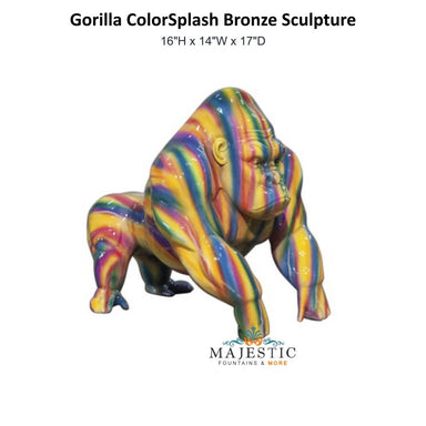 Gorilla ColorSplash Bronze Sculpture - Majestic Fountains & More