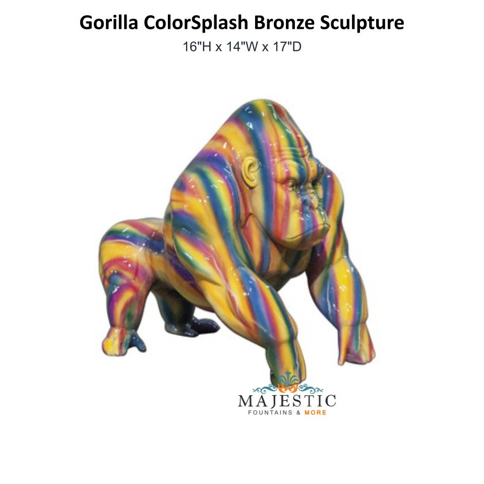 Gorilla ColorSplash Bronze Sculpture - Majestic Fountains & More